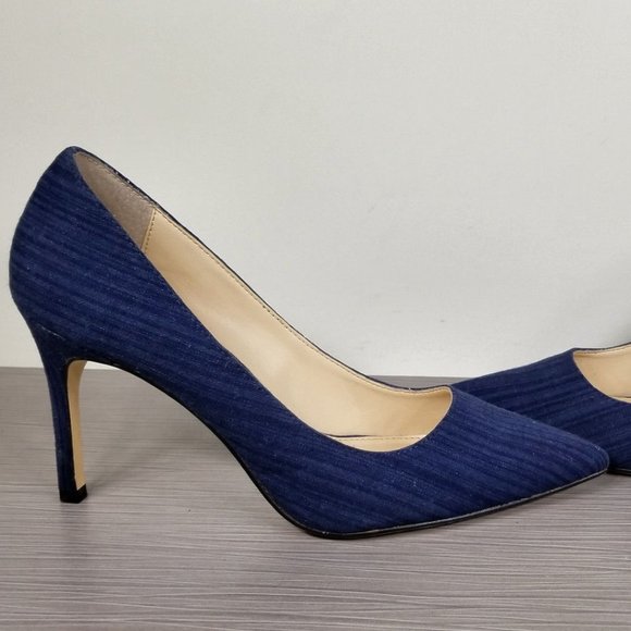 Chales David Caterina Pointy Toe Pump, Blue Textile, Womens Size 8 - Picture 7 of 10